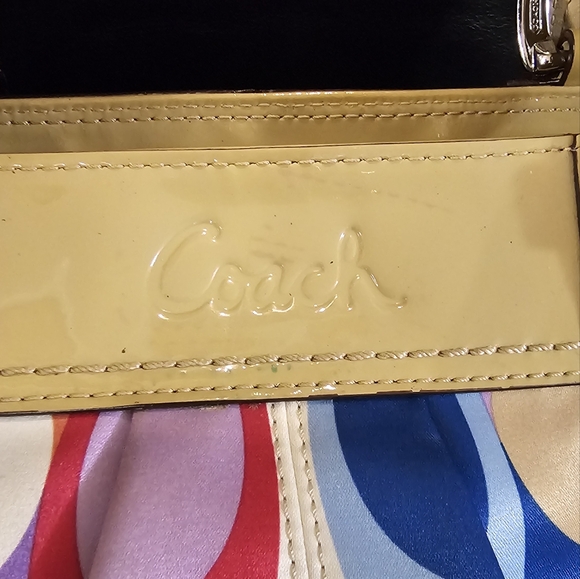 Coach Multicolored Sateen Soho Pleated Scarf Print purse bag EUC - Picture 7 of 16